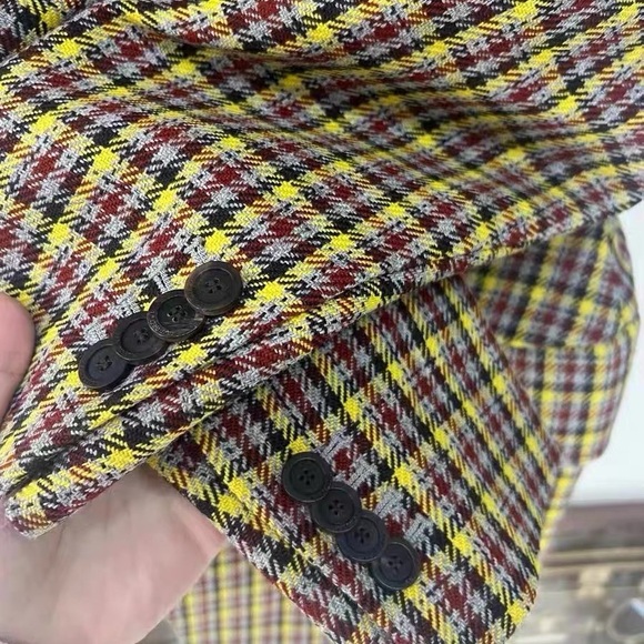 🚩steal authentic Balenciaga Yellow and Black Plaid Blazer - Picture 4 of 7